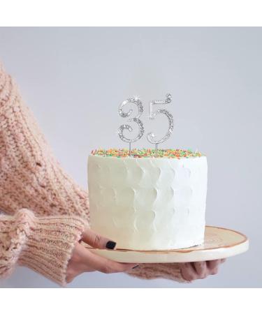 Happy Birthday Cake Topper - Silver Rhinestones Decoration for Stunning Birthday Cakes | International Shipping Available - Buy Online on GoSupps.com