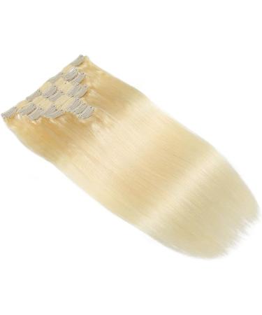 Clip in Hair Extensions Real Human Hair 8 Pieces Straight Real Remy Human Hair Full Head Human Hair Extensions Clip in Double Weft Real Remy Hair (20 Inch 613 Bleach Blonde) - Buy Online on GoSupps.com
