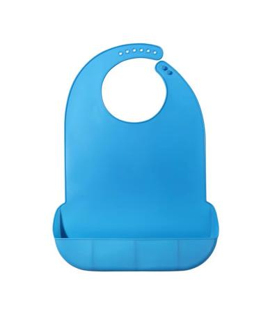 Yygmss blue waterproof bibs for adults silicone adult bibs with crumbs adjustable bibs for older men food washable wipeable easy to clean