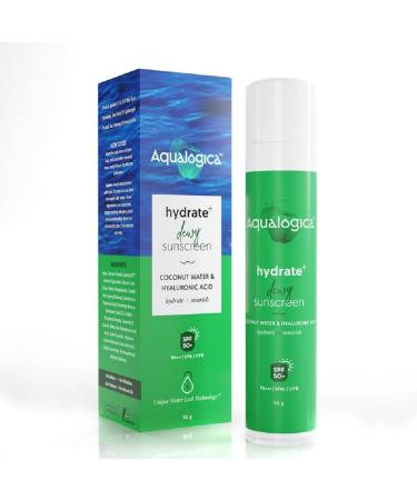 Hydrate+ Dewy Sunscreen SPF 50 PA+++ UVA/B & Blue Light Protection for Men & Women | For Oily Combination & Dry Skin | Fragrance-Free -50 gm