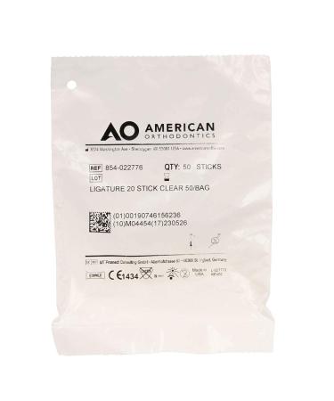 American Orthodontics Ligature 20 Stick Clear | 50 Sticks/1 000 Ligatures Per Pkg |Made in the USA | Hypo-Allergenic  Non-Latex  Medical Grade Polyurethane.045 Inner / .115 Outer Diameter