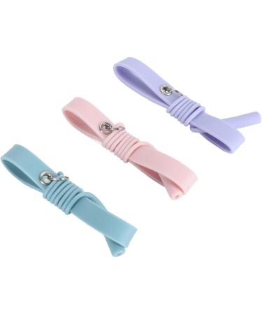 3-Piece Silicone Eyelash Extension Tweezers Set | Soft Skin-Friendly Wrist Band in Violet Pink & Blue | Protects Tweezers & Prevents Accidents - Buy Online on GoSupps.com