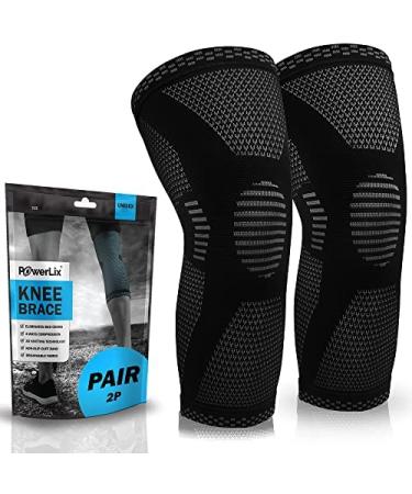 POWERLIX Knee Compression Sleeve (Pair) - Best Knee Brace for Knee Pain for Men & Women  Knee Support for Running, Basketball, Volleyball, Weightlifting, Gym, Workout, Sports