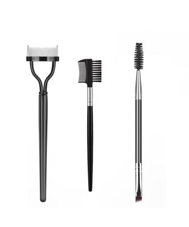 Brow Brush Comb Eyelash Comb Curlers Double-Ended Eyebrow Brush and Makeup Grooming Cosmetic Brushes Tool Eyelash Separator Mascara Applicator(3 Pieces Set)