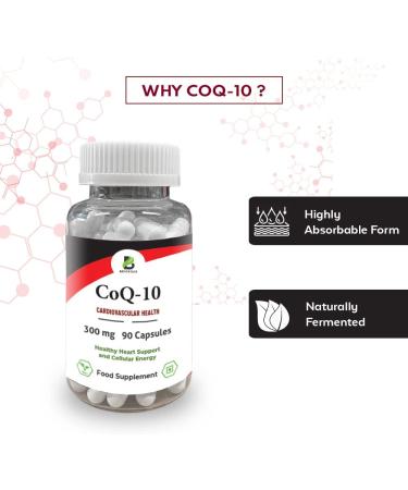 CoQ10 300mg Capsules - 90 Super Strength Vegetarian Friendly | High Absorption Co Enzyme Q10 for Superior Health - Buy Online on GoSupps.com