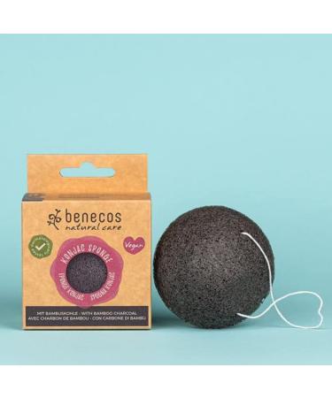 Benecos Natural Cosmetics - Konjac Sponge - Black Bamboo - 100% Biodegradable - Buy Online on GoSupps.com