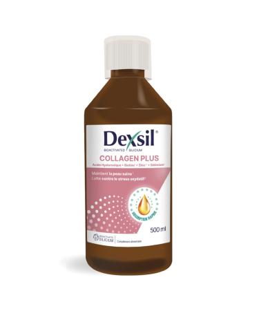 Dexsil Oral Food Supplement with Collagen of Marine Origin - Based on Hyaluronic Acid and Zinc - for Radiant, Healthy and Elastic Skin - Bottle with Measuring Cap 500 ml