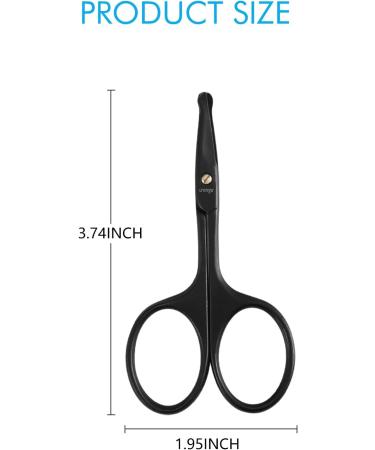 LIVINGO 3.75 Premium Curved Nose Hair Scissors with Safety Blades for Facial, Ear, and Eyebrow Trimming (Black) - Buy Online on GoSupps.com