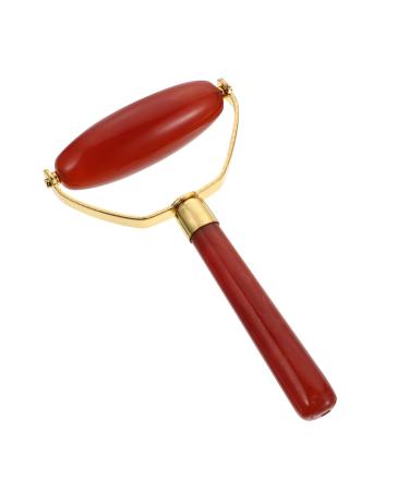 Ipetboom 1pc Agate Scraping Board Natural Jade Facial Roller Scraping Board Massager Jade Face Massage Roller Gemstone Face Roller Eye Roller Massager Red Jade Noodles Crystal Face 12.00X7.00X2.00CM Red