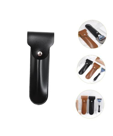 FRCOLOR Leather Shaver Storage Cover - Travel Razor Case & Pouch for Safety Razors | Handmade Compact & Stylish | Perfect Gift for Dad - 16.5x4.2CM Black - Buy Online on GoSupps.com