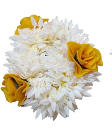 Traditional Indian Hair accessories Small White Gajra with rose Artificial Flower Jewelry Handmade Veni tiara For Women Party Wear bridal mehndi Hair Bun (combo of 3) - Buy Online on GoSupps.com
