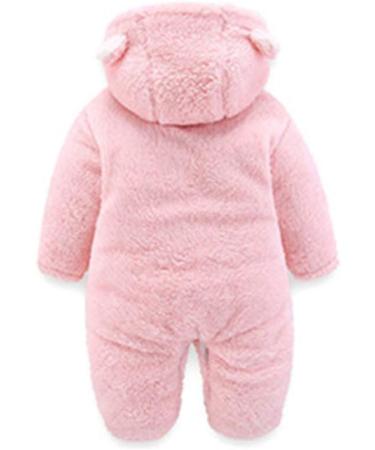 Voopptaw Warm Baby Winter Jumpsuit | Fleece Romper Suit | Cute Thick Bear Snowsuit (Pink) | 0-12 months - Buy Online on GoSupps.com