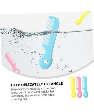 Baby Comb Set (3 Pieces) - Gentle Hair Brush & Comb for Toddlers - Blue Pink Yellow - Safe Newborn Toiletries - Buy Online on GoSupps.com