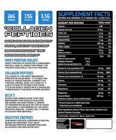 Buy 100% Whey Protein Isolate Powder - 5LB Cookies & Cream with Collagen BCAAs & Digestive Enzymes - 72 Servings for Optimal Performance & Recovery - Buy Online on GoSupps.com