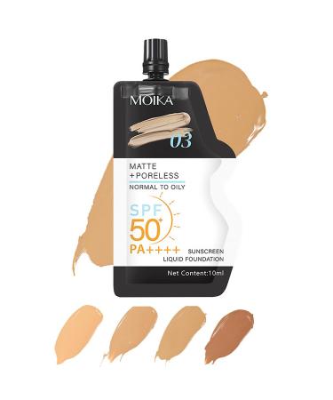Liquid Foundation with Full Coverage Matte Finish Long Lasting and Waterproof (03 10ml Travel Size) 10 ml (Pack of 1) 03