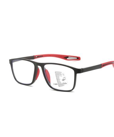 LILLIE Reading Glasses for Men Women Multifocus TR sports glasses Eyeglasses Progressive Blue Light Blocking Readers 3.5x Red