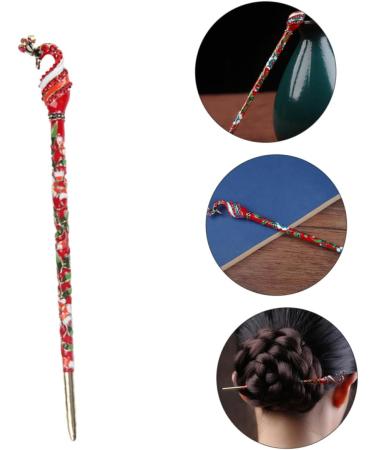 1pc Hanfu hairpin Hair Stick Pin Retro Hair Pin retro hair stick yukata hair accessory decorative hair forks crystal hair sticks red decor Chinese Hair Fork antique alloy Cloisonne - Buy Online on GoSupps.com