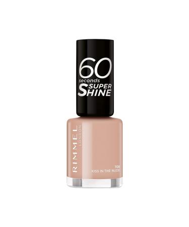 Rimmel 60 Seconds Super Shine Colour Block Nail Polish - Ultra Shine and Long Lasting - Quick Drying Kiss in the nude 8 ml (Pack of 1)