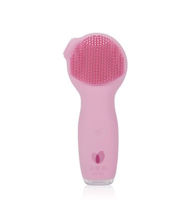 milim Silicone Massage Apparatus Brush Mini Electric Soft Waterproof Silicone Vibration Face Massager for Deep Cleansing (Pink)