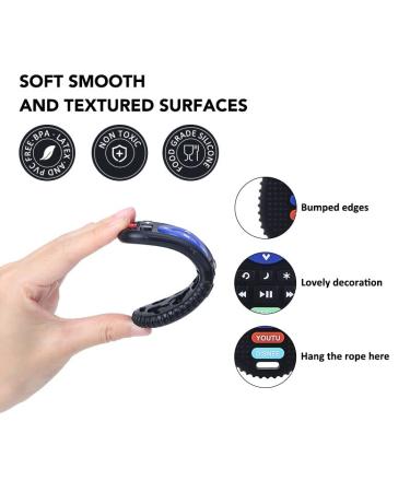 2-Pack Baby Teether Toys - Game Controller & TV Remote Shapes - Silicone Sensory Chew Toys for Babies 6-18 Months - Black+Blue - Toddler Boy and Girl - Buy Online on GoSupps.com