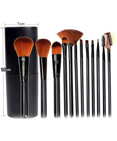 Professional 12 pc Makeup Brush Set - Flat Foundation Blush Eyeliner & Eyeshadow Brushes with Holder for Flawless Application | International Shipping Available - Buy Online on GoSupps.com