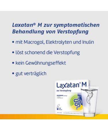 Laxatan M - Gentle Constipation Relief with Macrogol Electrolytes & Inulin | 48 Bags of Drinking Granulate | Tolerated & Non-Habit Forming - Buy Online on GoSupps.com