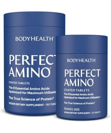 BodyHealth PerfectAmino Easy to Swallow Tablets, Essential Amino Acids Supplement with BCAAs, Vegan Protein for Pre/Post Workout & Muscle Recovery with Lysine, Tryptophan, Leucine (36 Servings)