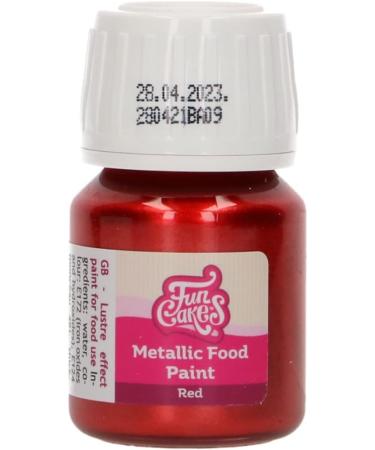 FunCakes Metallic Food Paint Red: Create Metallic Effects on Fondant Marzipan Gum Paste Royal Icing Cookies. 100% Edible Food Paint Halal Suitable for Vegetarians and Vegans. 30 ml. - Buy Online on GoSupps.com