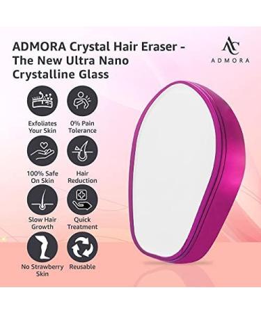 Crystal Hair Eraser - Nano Painless Hair Removal Tool for Men and Women | Fast & Easy Exfoliation Stone | Soft Smooth Silky Skin | Nail Filer Included | Rose Red - Buy Online on GoSupps.com