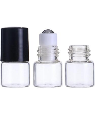 12 Pack Ksiuw Mini Clear Glass Roll-On Bottles | Refillable Essential Oil & Perfume Containers | 1ml/2ml Black Cap | Ideal for Cosmetics & Samples - Buy Online on GoSupps.com