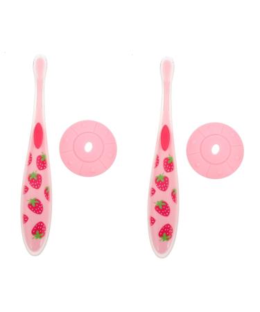 Minkissy 2st toothbrush massage accessories Tool toys children's tooth cleaner accessories for crutching portable toddler silicone in food quality gift box pink caricature
