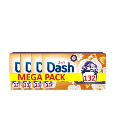 Dash 2-in-1 Pods Laundry Capsules 132 Washes (4 x 33 Tablets) Amber and Orchid Ultra Cleaning and Long-Lasting Freshness