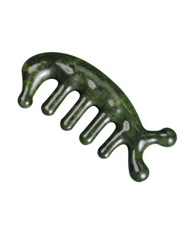 Ladiente massage comb from Jade head massage comb Candy stimulation device Jade massage comb Meridian massage device GUA-SHA comb for the scalp comb for curly hair 3D pentateuch simply 11.50x4.50x1.50cm green