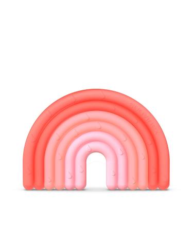 Suavinex silicone teether for babies + 0 months soft light rainbow pink