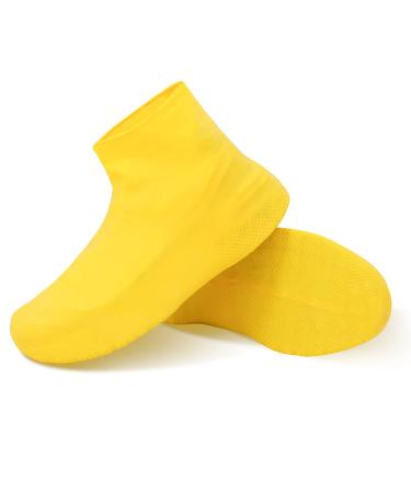 TCCFCCT Waterproof Shoe Covers, Reusable Silicone Shoe Protectors for Men, Women, Durable, Easy to Carry, Nonslip Rain Shoe Covers for Rain, Snow, Car Washing, Camping 1 Pair Yellow Large