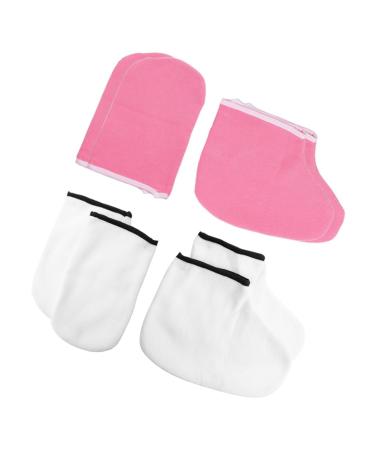 Beatifufu 4 Pairs Hand and Foot Mask Moisture Socks for Dry Feet Paraffin Wax Mitts Booties Cracked Hands Moisturizing Gloves Polyester Gloves Gel Gloves Shower Glove Hyperthermia Tool Kit
