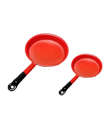 Zerodeko 2pcs Mini Pan Miniature Kitchenware Miniature Scene Models Playhouse Accessories Miniature Kitchen Accessories Flat Skillet Pans Griddle Doll House Fry Pan Alloy Metal Cooking Pot