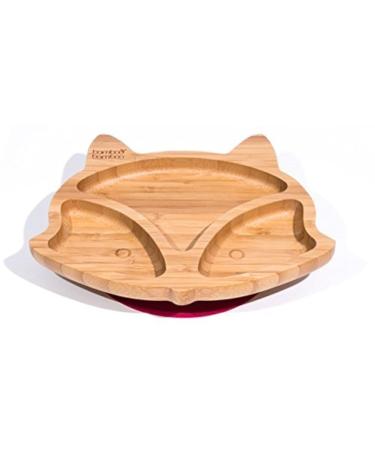 bamboo bamboo Baby and Toddler Suction Plate for Feeding and Weaning | Bamboo Fox Plate with Secure Suction | Suction Plates for Babies from 6 Months (Fox Cherry)