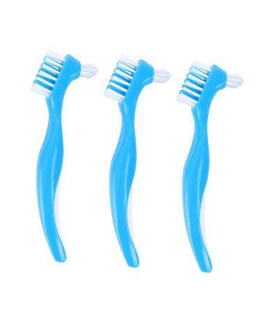 Beavorty 3 Pack Double Sided Toothbrush Artificial Toothbrush Denture Cleaning Brush Artificial Tooth Cleaner Denture Brush
