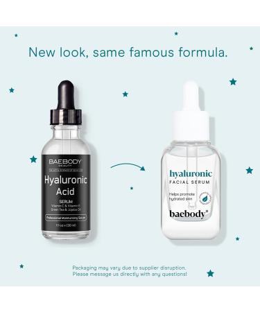 Baebody Hyaluronic Acid Serum 1 fl oz - Hydrating & Anti-Aging Skincare - Buy Online on GoSupps.com