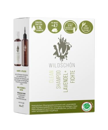 wildsch n Concentrated organic spruce and lavender shampoo - Natural shampoo for normal and oily hair - 150 ml (1.5 L) - Vegan silicone-free paraben-free reduced plastic - with bottle