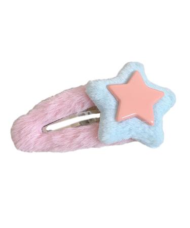 hgnxa Plush Star Shape Hairpins Hot Girls Layered Star Hair Clip Carnival Photography Hair Clip for Woman Ponytail Hair Clip Pink