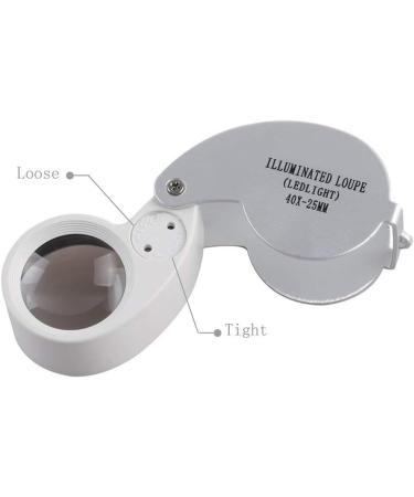 Snowmanna-40x 25mm Illuminated Eye Loupe Jewelry Magnifier Magnifying Glass Jewelry Loupe Tool with Dual Led Lighting (silver) - Buy Online on GoSupps.com