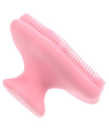 Angoily Silicone Cleansing Brush Handheld Face Scrubber Facial Cleaning Brush Facial Scrubber Exfoliator Manual Exfoliating Brush Blackheads Removing Scrubber Mat Frosted Pink Silica Gel