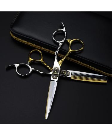 Hair Cutting Scissors 6 Inch Professional Japan 440c Steel Bull Head Hair Cutting Scissors Haircut Thinning Barber Cut Shears Hairdressing Scissors Set