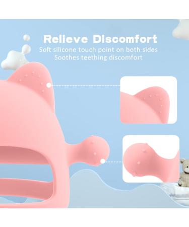 Cute Pink Cat Baby Teether - Food Grade Silicone Teething Toy for 3+ Months | Pain Relief & Sucking Needs | Washable & Reusable - Buy Online on GoSupps.com