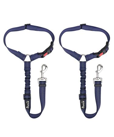 Slowton dog belt for the car 2 pieces of headrest holding seats on buckling belt dog car with adjustable reflective rubber band for hanging up seat belts on headrests during the drive
