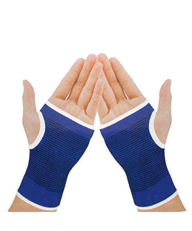 Elastic Wrist Hand Brace Gym Sports Support Wrist Gloves Hand Palm Gear Protector Carpal Tunnel Tendonitis Pain Relief 1 Pair Blue
