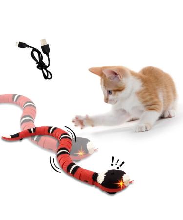 Cat Interactive Toys Squeaky Toys for Dogs Cat Pet Toys Snake Electric Infrared Induction Snake Gag Toy, USB Rechargeable Realistic Simulation Smart Sensing RC Snake Tricky Joke Toy