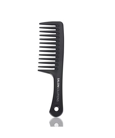 SALONSOLUTIONS Round-Handle Wide-Tooth Detangling Comb Huge Size (1PC  Black) 1 Count (Pack of 1) Warm Black